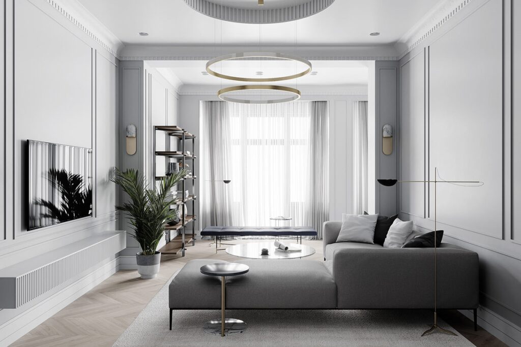 Metallic Accents in Gray Living Room Ideas