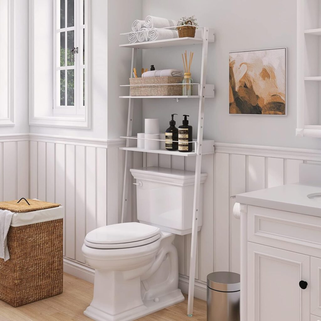 Ladder Shelves: Stylish Over the Toilet Storage Ideas