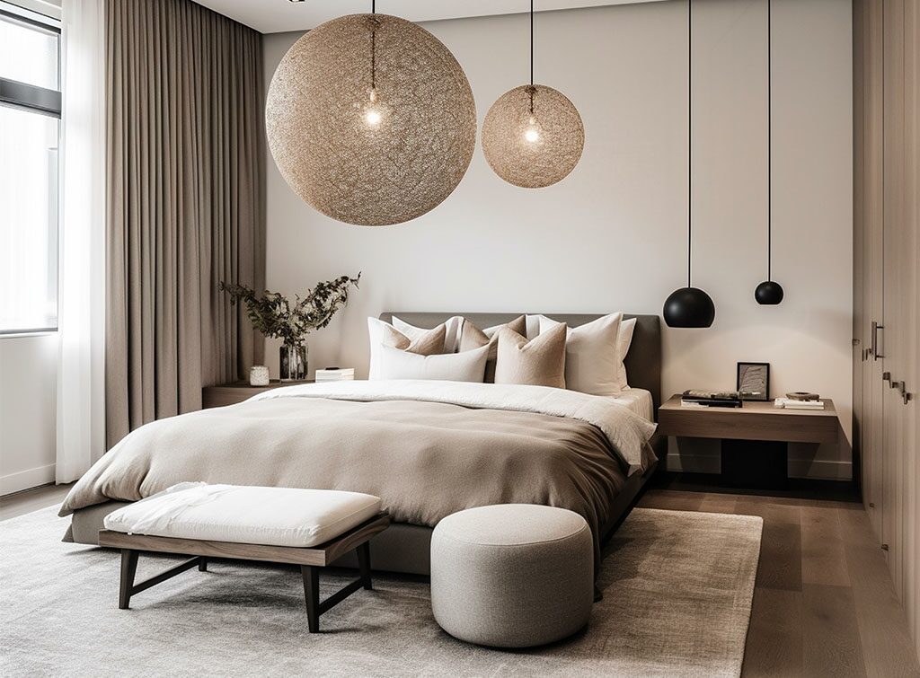 Layered Lighting: Brightening Up Cozy Neutral Bedroom Decor