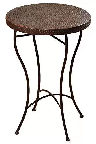 Collective Design Transitional Round Hammered Copper Oil-Rubbed Bronze Powder Coat Finish Legs Accent Table