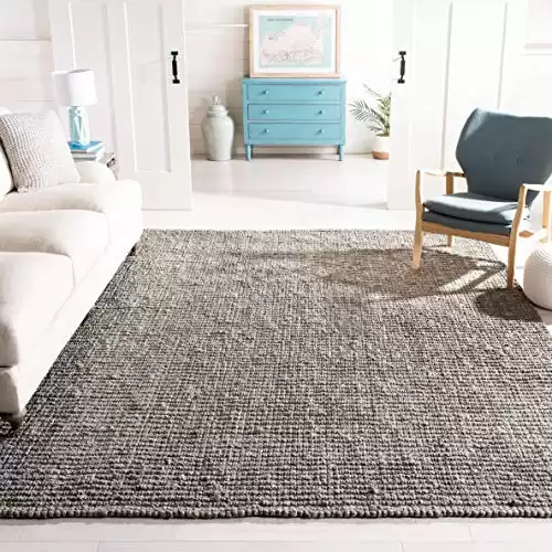 SAFAVIEH Natural Fiber Collection Area Rug - 5' x 8', Light Grey, Handmade Chunky Textured Jute 0.75-inch Thick, Ideal for High Traffic Areas in Living Room, Bedroom (NF447G)