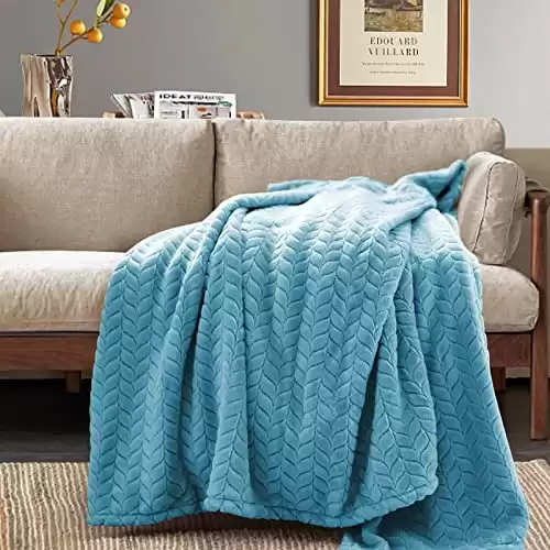 inhand Blue Throw Blanket, Fleece Blanket for Couch, Super Soft Flannel Cozy Blankets & Throw for Adults, Lightweight Fuzzy Blanket Sofa Bed Office, Warm Plush Blankets for All Season 50×60 Inche...