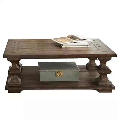 Pemberly Row Traditional Wood Cocktail Table in Brown