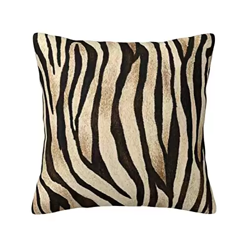 Yinzaishe Tiger Print Animal Skin Black and Gold Throw Pillow Covers Decorative Square Zebra Stripes Pillow Case Cushion Cover for Couch/Bed/Car (18 X 18 Inches)