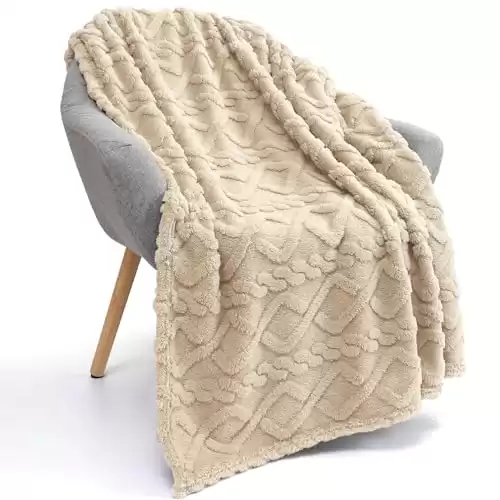 DEZANBO Throw Blanket for Couch Sofa: Soft Fleece Plush Sherpa - Fuzzy Fluffy Warm Lightweight 50x70 Inch Beige