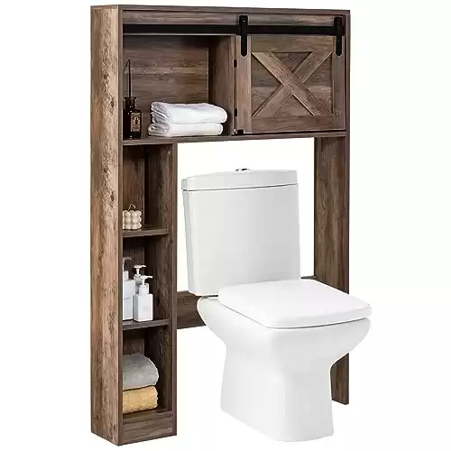 Giantex Over The Toilet Storage Cabinet with Barn Door