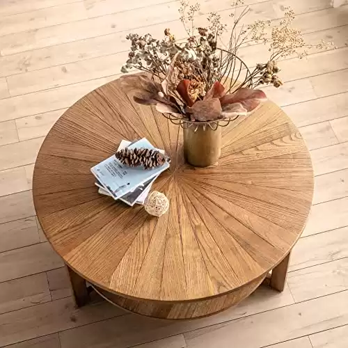 DS-HOMEPORT Wood Round Coffee Table