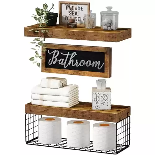 QEEIG Bathroom Shelves Over Toilet, Bathroom Decor Furniture Sets Farmhouse Decorations